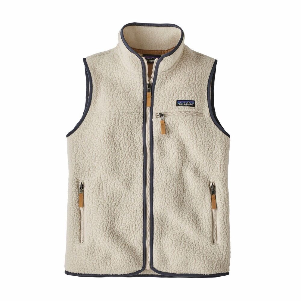 Patagonia Retro Pile Vest Cream Small Blue Piping Winter Outerwear Soft Warm